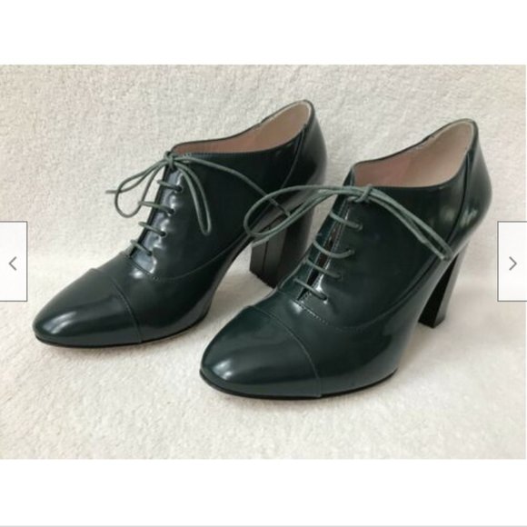 Kate Spade Lace Up Patent Leather Green Shoes 5.5 - Picture 6 of 8